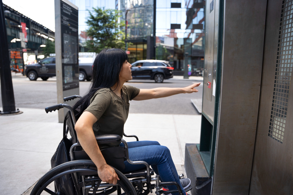 disabilitas fisik biasanya mengalami kesulitan dalam beraktivitas dan harus menggunakan alat bantu seperti kursi roda dan lift